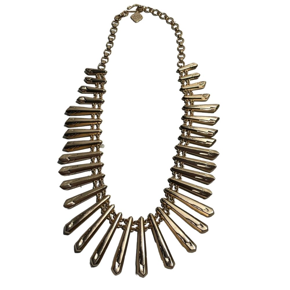 Kendra Scott Jill Statement Spike Necklace Rose Gold Tone KS Storage Pouch Incl